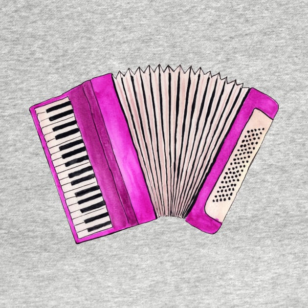 Pink accordion by JenPolegattoArt